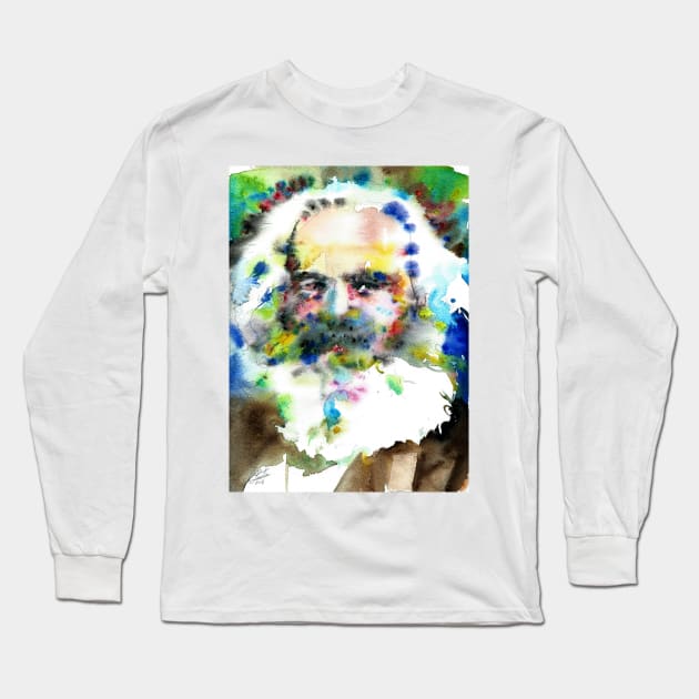 KARL MARX watercolor portrait .1 Long Sleeve T-Shirt by lautir